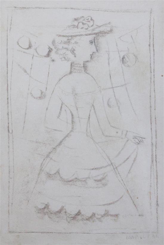 Massimo Campigli (1895-1971) Study of a standing woman, 13 x 9in.